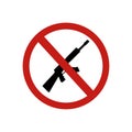 Icon forbidden AK-74, 47 assault rifle sign. Vector illustration eps 10