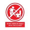 icon forbids flushing anything down the toilet