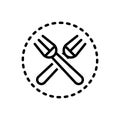 Black line icon for Fork, object and crockery Royalty Free Stock Photo