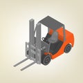 Icon forklift isometric, vector illustration.