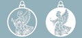 Icon in the form of Christmas toys, angel template, holding fire. Template for laser cutting and plotter