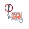 An icon of frozen salmon cartoon design style with a sign board