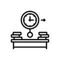 Black line icon for Furthermore, time and book