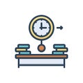 Color illustration icon for Furthermore, time and book