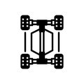 Black solid icon for Fwd, car and vehicle