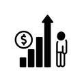 Black solid icon for Gain, enhancement and growth Royalty Free Stock Photo