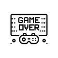 Black line icon for Gameover, video and videogame Royalty Free Stock Photo