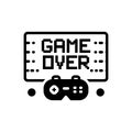 Black solid icon for Gameover, video and game Royalty Free Stock Photo