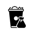 Black solid icon for Garbage, trash can and can Royalty Free Stock Photo