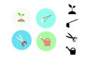 Icon for gardening. Plant, Hoe, Scissors, Watering