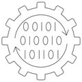 Icon of a gear with binary code inside, symbolizing digital automation