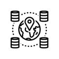 Black line icon for Geospatial, location and gps Royalty Free Stock Photo