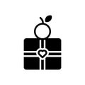 Black solid icon for Upon, gift and fruit