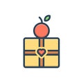 Color illustration icon for Upon, gift and fruit