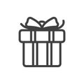 Icon of a gift box tied with a double ribbon with a bow. A simple image of a closed box. Clean texture. Isolated vector Royalty Free Stock Photo