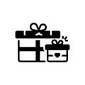 Black solid icon for Gift, giftbox and happy