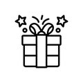 Black line icon for Gift, giveaway and surprise