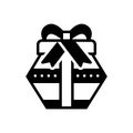 Black solid icon for Gift, present and wrapped