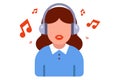 icon of a girl in headphones with music playing.