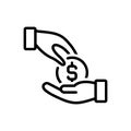 Black line icon for Give Money, riches and piles