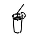 Icon of a glass of a cooling drink or a cocktail in black color on a white background