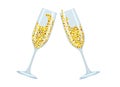 Icon of glasses with champagne and sparkles. Vector illustration Royalty Free Stock Photo