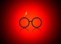 Icon of a glasses, or red vignetting background. Harry Potter cartoon icon, minimal style