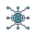 Color illustration icon for Global Networking, communication and digitalisation