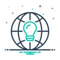 mix icon for Global Thinking, technology and bulb