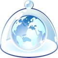 Icon of globe under bell-glass Royalty Free Stock Photo