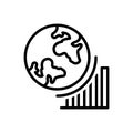 Black line icon for Globel Progress, growth and success