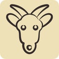 Icon Goat. related to Animal Head symbol. hand drawn style. simple design editable