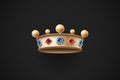 Icon of gold royal crown with red and blue diamond Royalty Free Stock Photo