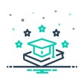 Mix icon for Graduation, degree and book Royalty Free Stock Photo
