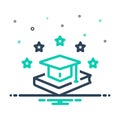 Mix icon for Graduation, degree and book