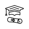 Black line icon for Graduation, education and learning