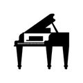 Icon grand piano black Template. Musical instrument Vector illus