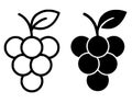 Icon, grape illustration, outline and silhouette versions Royalty Free Stock Photo