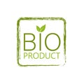 Icon with green bio. Nature, ecology. Vegetarian healthy food. Logo, icon, label. Vegan emblem. Banner design.