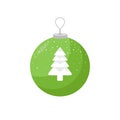 Picture of a green Christmas bulb and a coniferous tree in the middle Royalty Free Stock Photo