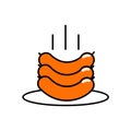 Icon Grill sausages on a plate Vector Linear flat