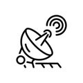 Black line icon for Ground Station, satellite and connection Royalty Free Stock Photo