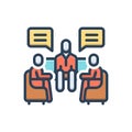 Color illustration icon for Group Talk, group and meeting Royalty Free Stock Photo