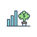 Color illustration icon for Growing, increasingly and brain