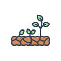 Color illustration icon for Growing, increasingly and sapling