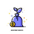 Icon of growing money tree with dollar sign for financial growth concept. Flat filled outline style. Pixel perfect 64x64 Royalty Free Stock Photo