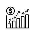 Black line icon for Growth, evolution and increase