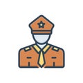 Color illustration icon for Guard, secure and policeman