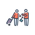 Color illustration icon for Guide, tour guide and tourist