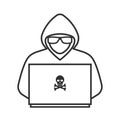 Icon of a hacker with a laptop